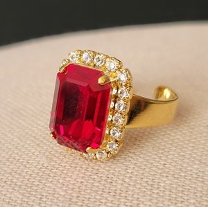 Austrian Crystal Halo Ring in Gold